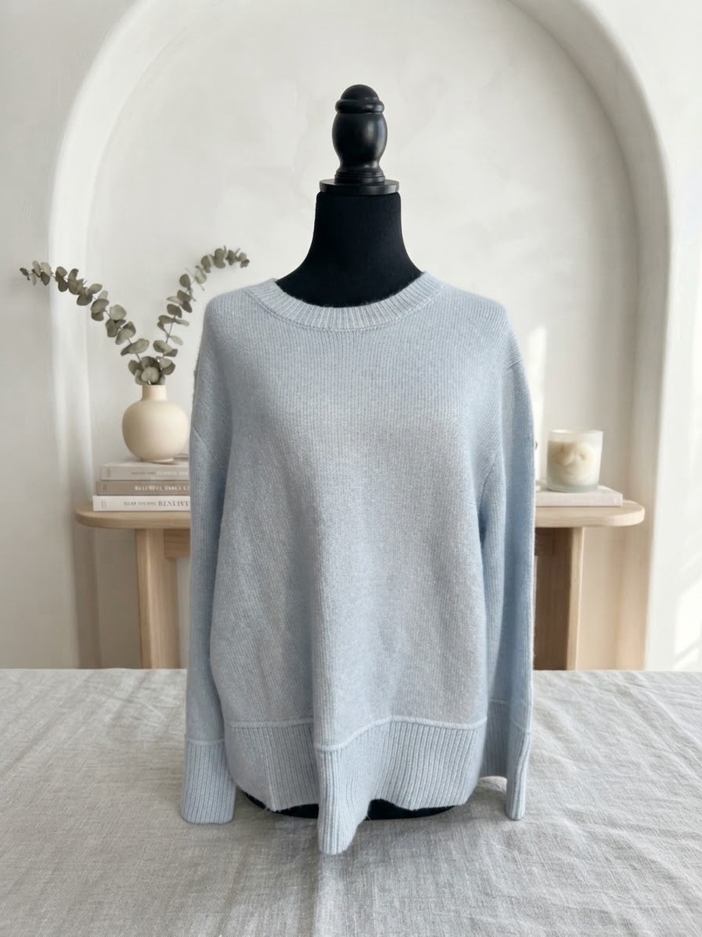 🆕 Rachel Zoe soft powder blue ladies sweater NWT size XL ribbed cuffs & hem